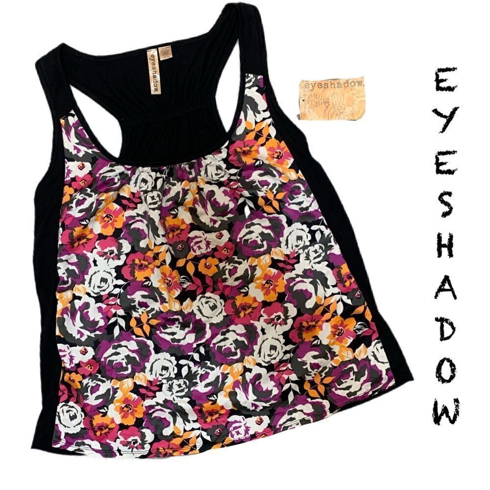 NWT Eyeshadow racer back multicolored floral tank - Picture 2 of 10